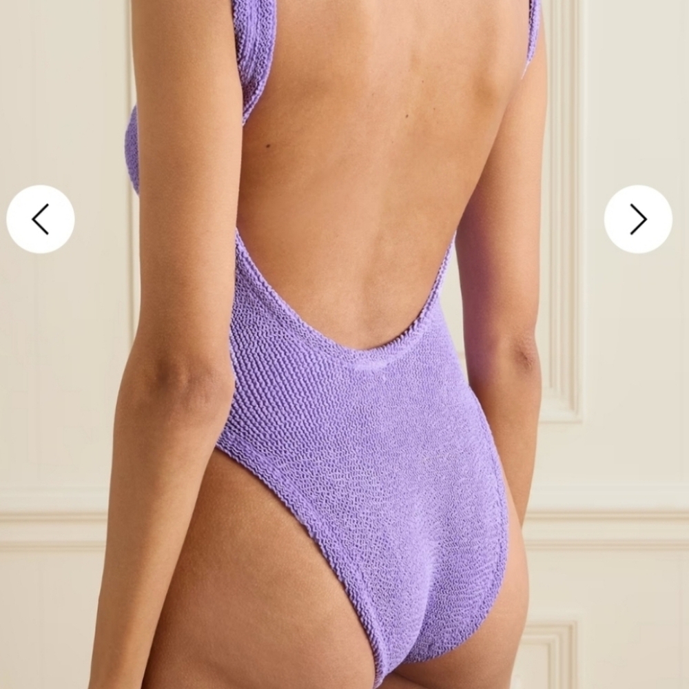 Hunza G Lilac Ribbed Tank One-Piece Swimsuit - Picture 3 of 9